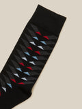 WES Lounge Navy Geometric Full-Length Socks Close Up View 