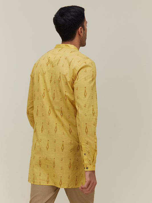 Kala by ETA Mustard Ethnic Printed Resort Fit Kurta