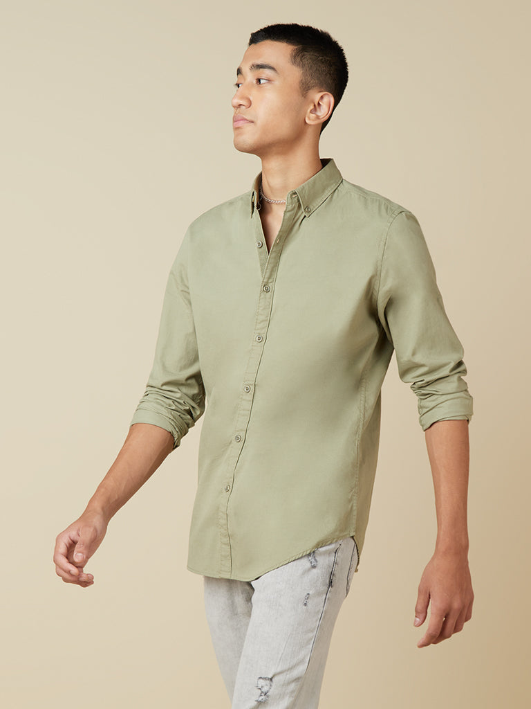 Nuon Olive Slim-Fit Shirt