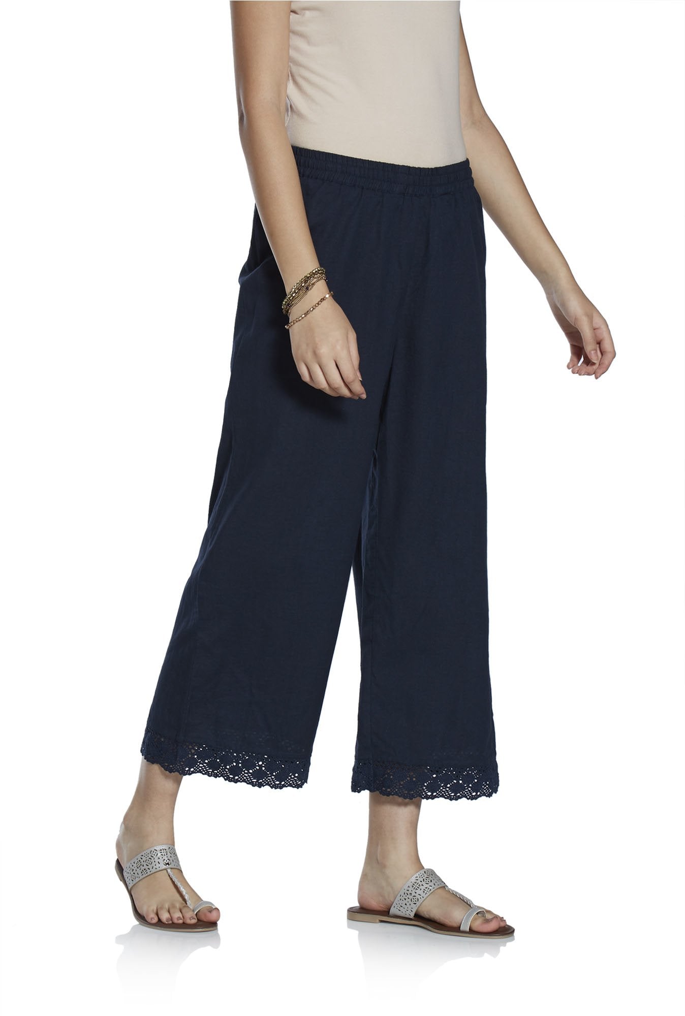 Utsa Indigo Linen Blend Palazzos