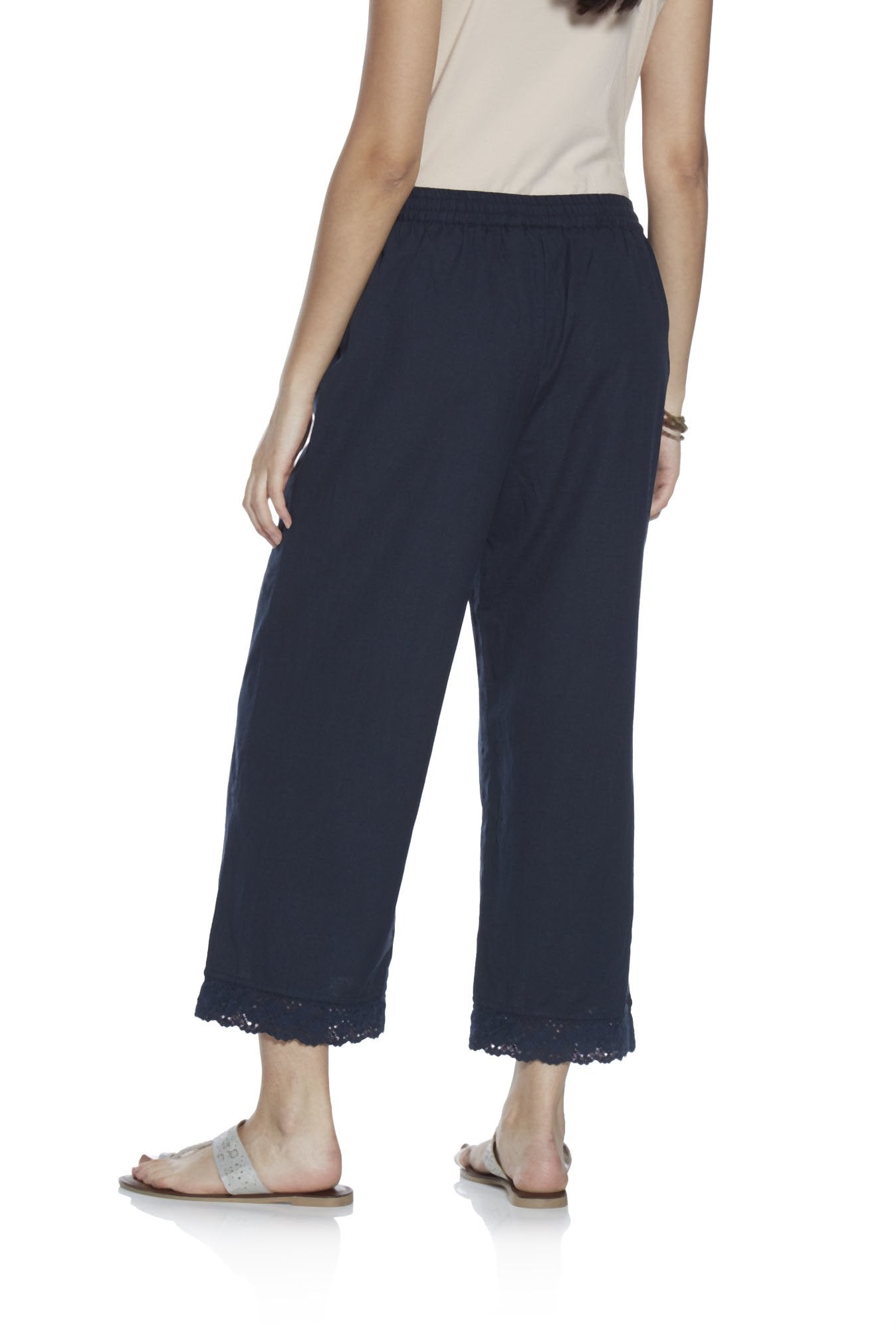 Utsa Indigo Linen Blend Palazzos