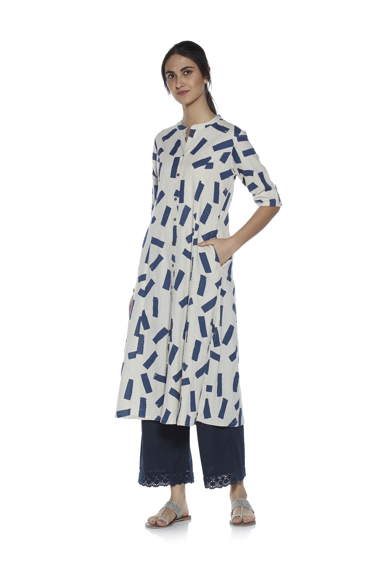 Utsa Indigo Linen Blend Palazzos