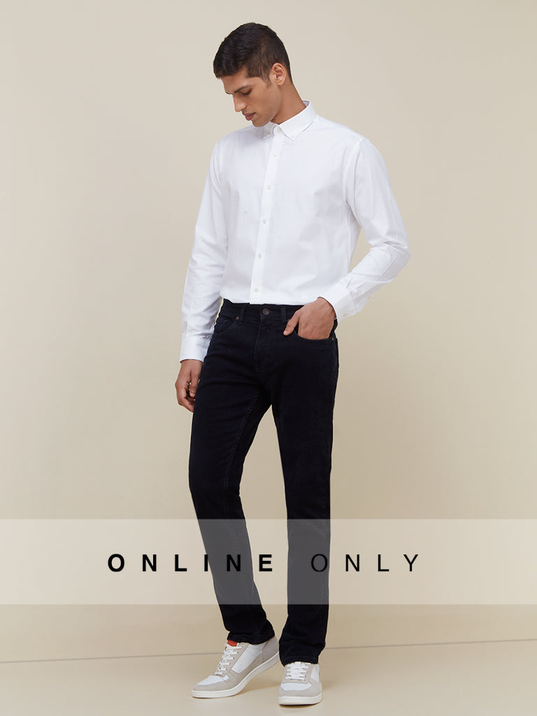  Ascot Luxury White Solid Relaxed Fit Shirt | Luxury White Solid Relaxed Fit Shirt for men full view - Westside
