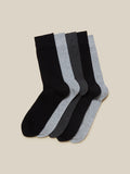 WES Lounge Grey Melange Socks Pack Of Five Front View - Westside