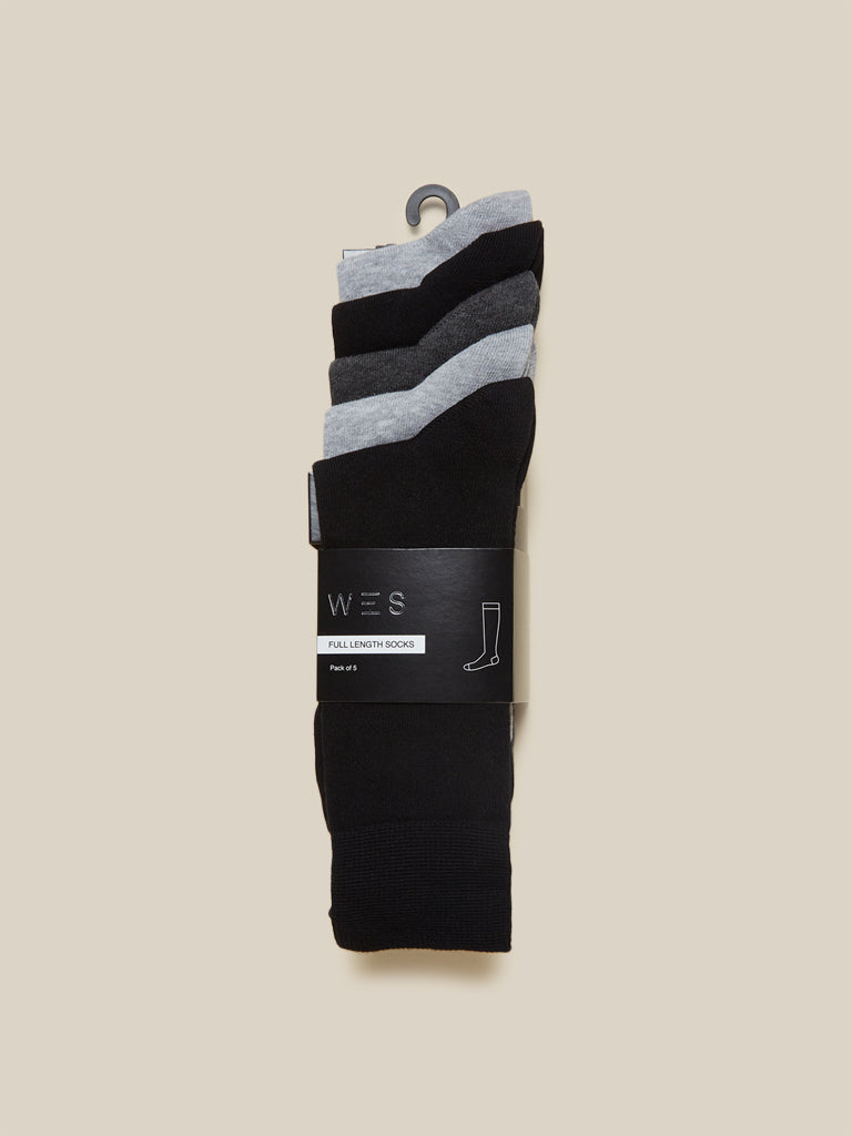 WES Lounge Grey Melange Socks Pack Of Five Product View 