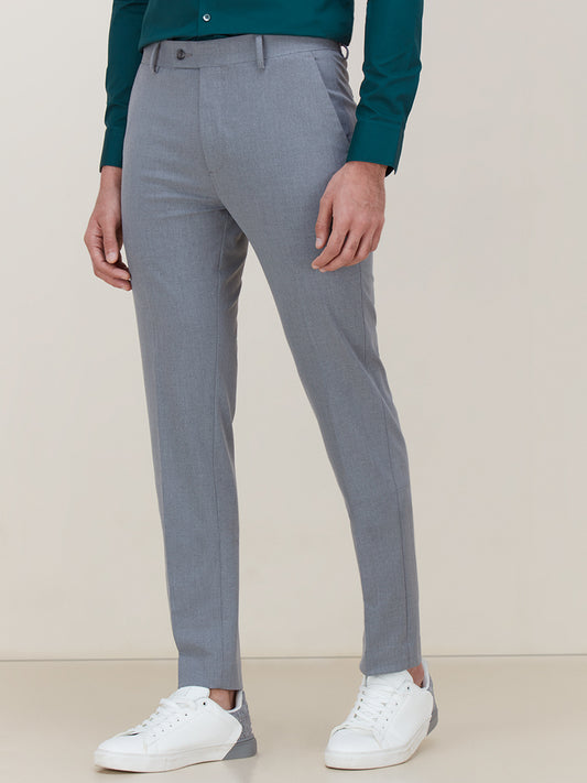  WES Formals Grey Ultra-Slim Fit Trousers Front View