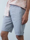 WES Casuals Grey Relaxed-Fit Shorts | Grey Relaxed-Fit Shorts | Grey Relaxed-Fit Shorts for Men Close Up View - Westside