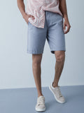 WES Casuals Grey Relaxed-Fit Shorts | Grey Relaxed-Fit Shorts for Men Front View - Westside