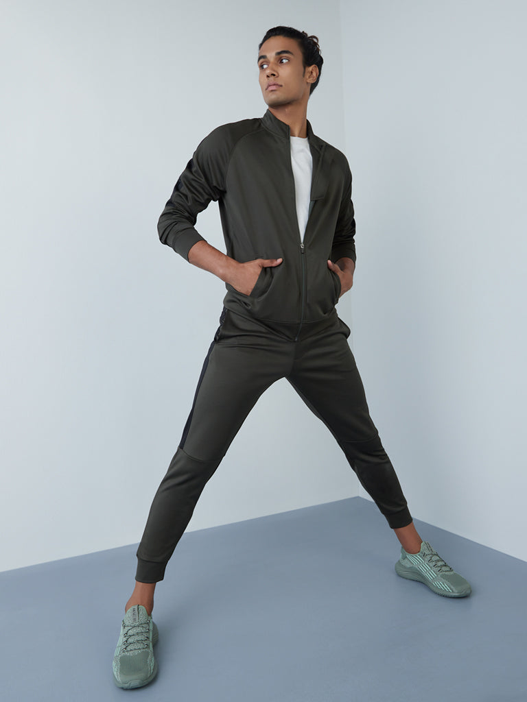 Studiofit Olive Slim-Fit Jacket | Olive Slim-Fit Jacket for Men Full View - Westside
