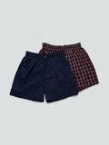 WES Lounge Navy Relaxed-Fit Boxers Set of Two Front View - Westside