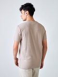 ETA Taupe Self-Textured Slim Fit T-Shirt | ETA Taupe Self-Textured Slim Fit T-Shirt for Men Back View - Westside
