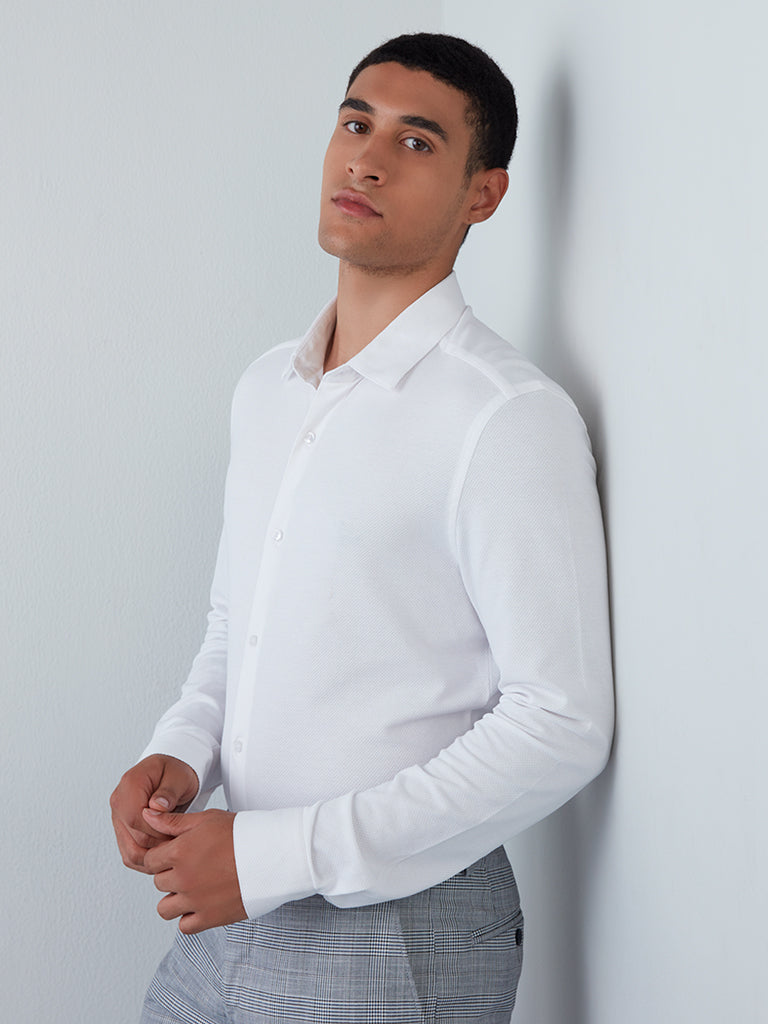 WES Formals White Ultra-Slim Fit Shirt Front View