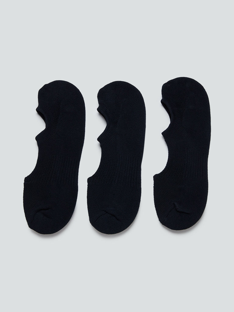 WES Lounge Black No Show Socks Set Of Three Front View - Westside