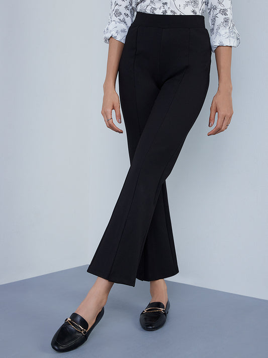Wardrobe Black Bootcut Trousers Front View