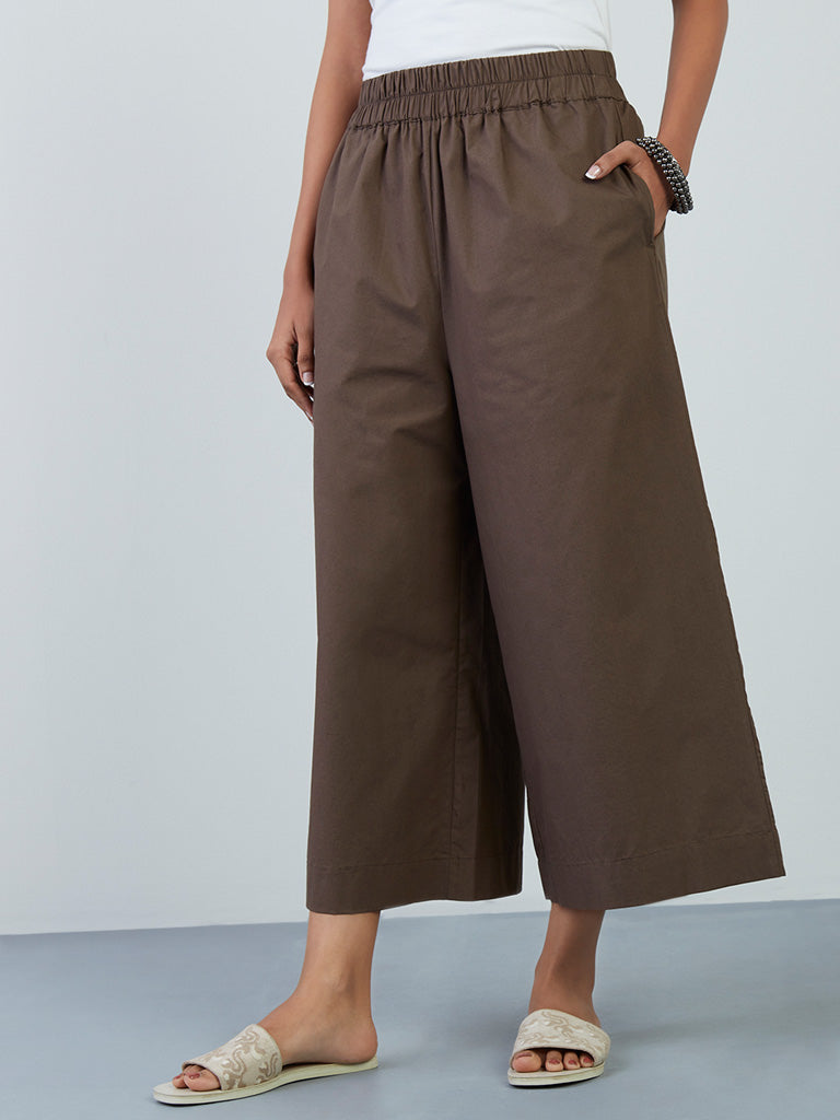 Utsa Dark Taupe Solid Palazzos
