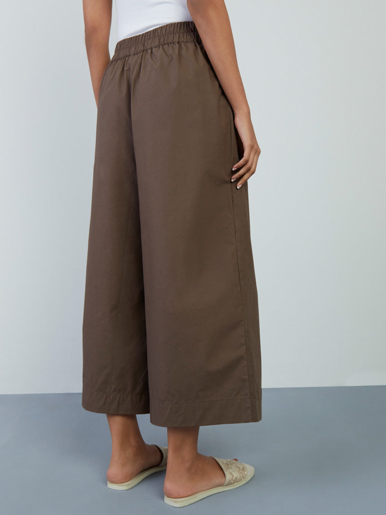 Utsa Dark Taupe Solid Palazzos