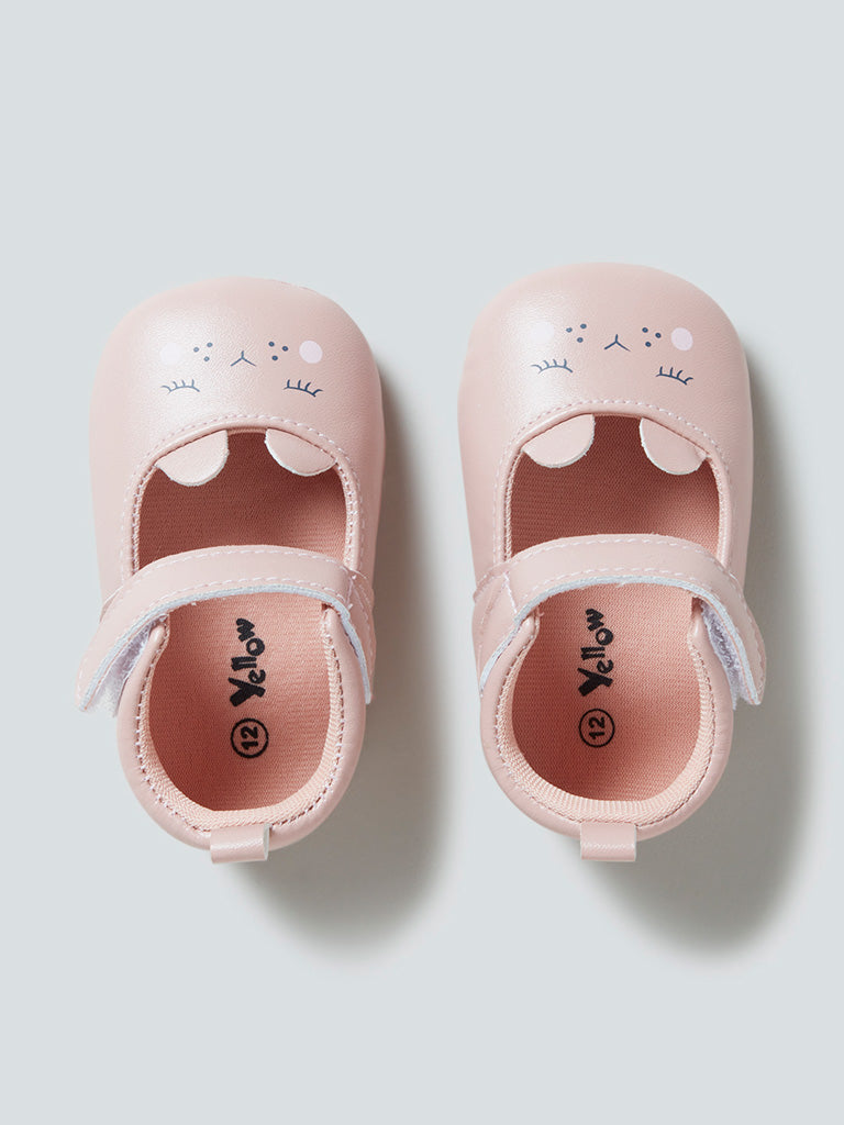 Shop Yellow Kids Blush Pink CatPattern Mary Jane Shoes Online  Westside