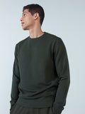 WES Casuals Olive Relaxed-Fit Sweatshirt | Olive Relaxed-Fit Sweatshirt for Men Front View - Westside