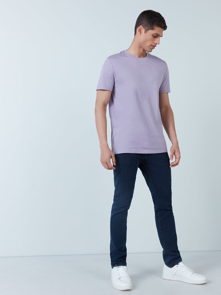 WES Casuals Lilac Eco-Save Slim-Fit T-shirt