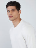 WES Formals Off-White Slim-Fit Knit Sweater - Westside