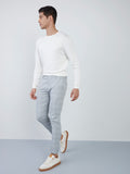 WES Formals Off-White Slim-Fit Knit Sweater Standing View