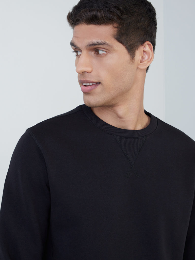 Shop WES Casuals Black Relaxed-Fit Sweatshirt Online – Westside