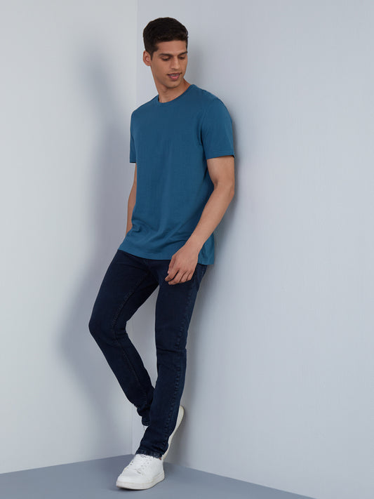 WES Casuals Dark Blue Slim-Fit Jeans | WES Casuals Dark Blue Slim-Fit Jeans for Men Full View - Westside