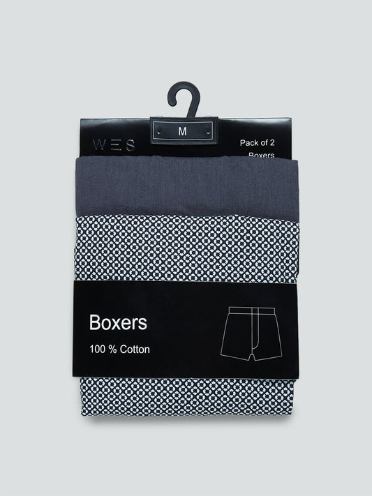 WES Lounge Black Boxers Set of Two | Black Boxers Set of Two for Men Product View - Westside