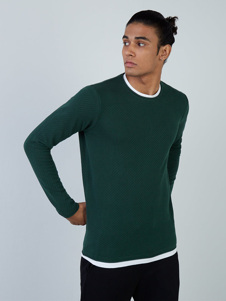 ETA Emerald Green Knitted Slim-Fit T-Shirt