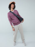 ETA Mauve Knit-Textured Slim-Fit T-Shirt