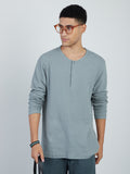 ETA Light Teal Self-Patterned Slim-Fit T-Shirt