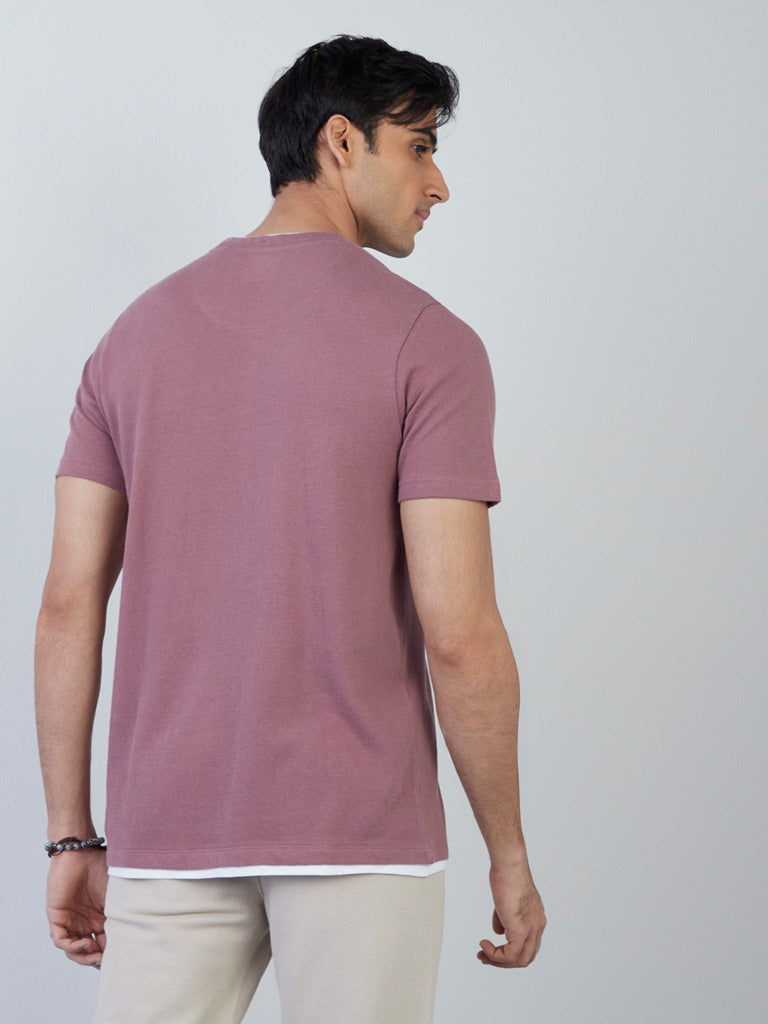 ETA Mauve Knit-Textured Slim-Fit T-Shirt