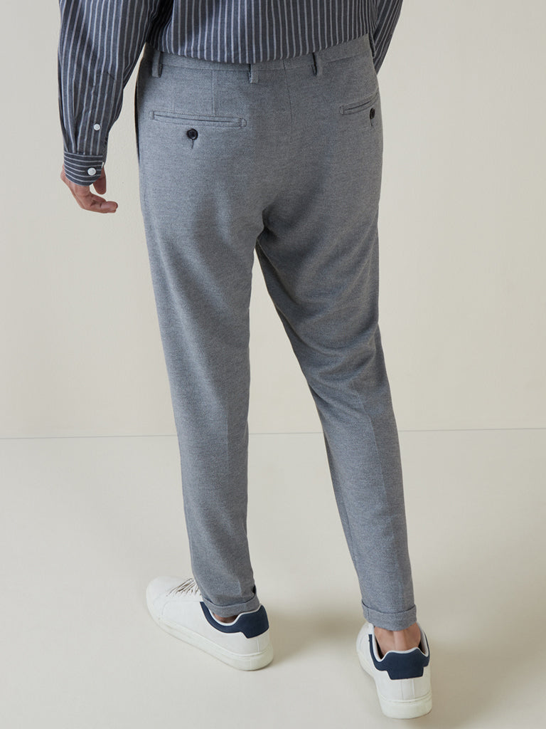 Buy WES Formals by Westside Grey Check-Printed Carrot-Fit Chinos for Online  @ Tata CLiQ