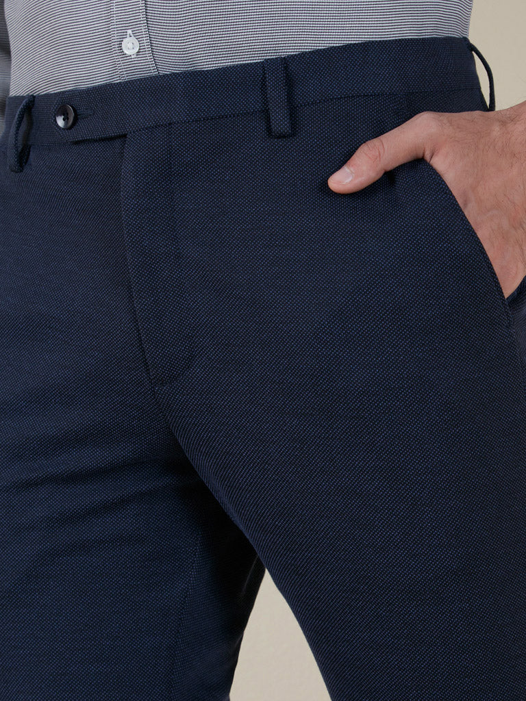 WES Formals Navy Carrot-Fit Trousers