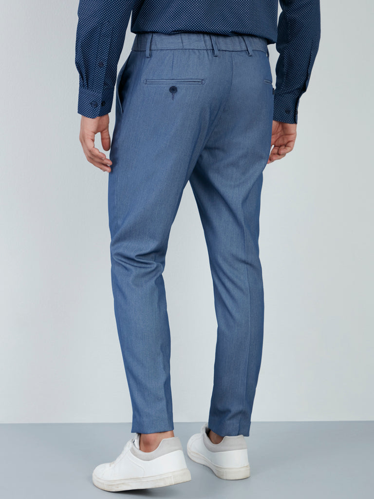 Buy Formals by tside Navy Carrot-Fit Trousers online | Looksgud.in