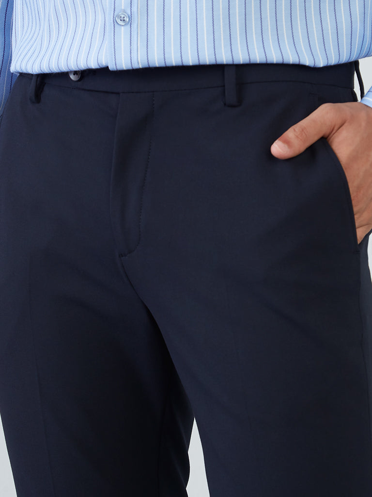 WES Formals Navy Carrot-Fit Trousers