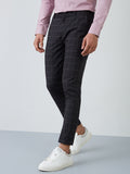 WES Formals Black Checkered Carrot-Fit Trousers