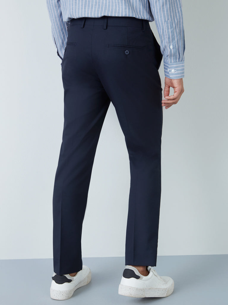 WES Formals Navy Slim-Fit Trousers