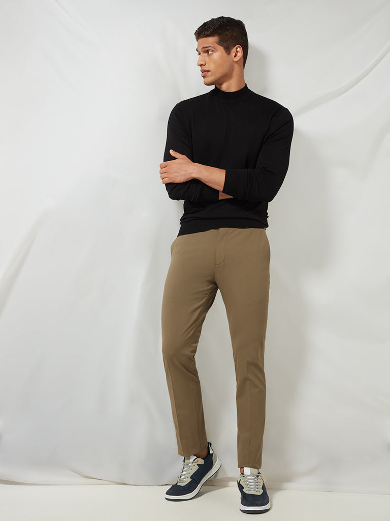 WES Formals Khaki Ultra-Slim Fit Trousers