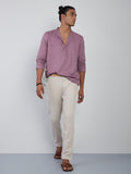 ETA Mauve Self-Patterned Resort-Fit Shirt