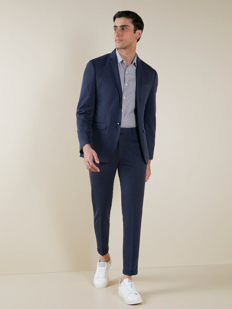 WES Formals Navy Slim-Fit Blazer