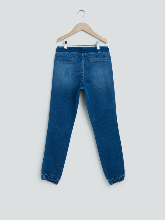 Y&F Kids Blue Faded Jogger-Style Jeans