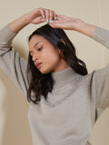 LOV Light Taupe Pearlescent Sweater Dress