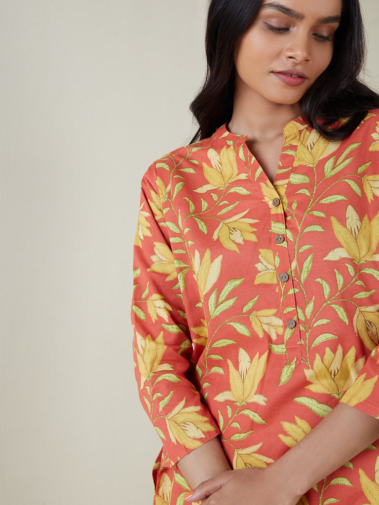 Shop Utsa Purple Rose Printed ALine Kurta Online  Westside