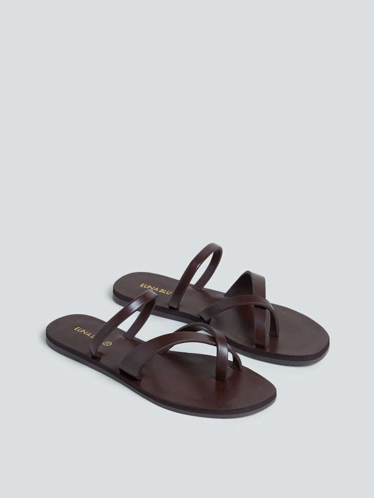 Luna Blu Tan Multi-Strap Sandals