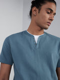 ETA Teal Textured Slim-Fit T-Shirt