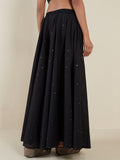 Utsa Black Mirror Detailed Long Skirt