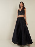 Utsa Black Mirror Detailed Long Skirt