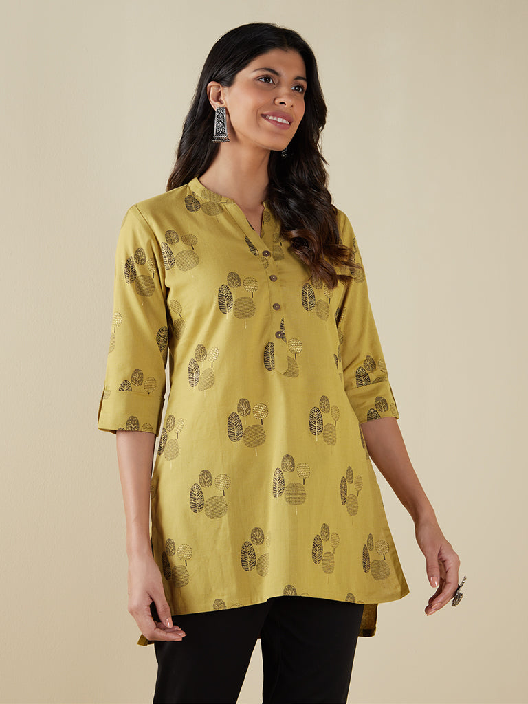 Shop Utsa Indigo Leaf Print Straight Kurta Kurta Online  Westside