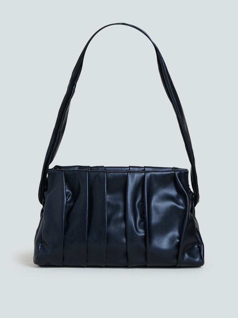 LOV Black Pleated Jenner Shoulder Bag